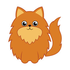 Cute fluffy orange cartoon dog illustration, cheerful pet animal character design