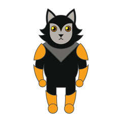 Stylized black and gray wolf character with bright orange armor elements vector