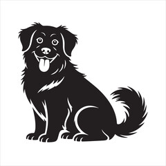 Fototapeta premium Cute Dog Silhouette – Fluffy Puppy Vector Illustration. Sitting Dog Silhouette Design