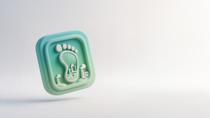 Abstract Icon of Carbon Footprint  in Minimalist Soft Neumorphic 3D Design	