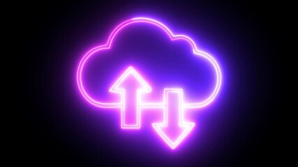 Abstract neon glowing light trails forming angular geometric chevron shapes on a minimal composition showcasing digital technology and futuristic design - Powered by Adobe