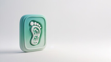 Abstract Icon of Carbon Footprint  in Minimalist Soft Neumorphic 3D Design	