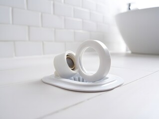 Modern white toilet paper holder with ring design