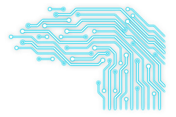 Abstract blue circuit board pattern forms a futuristic digital network design. Clean minimal vector layout ideal for tech branding and innovation themes. Perfect for AI, electronics, and cyber 