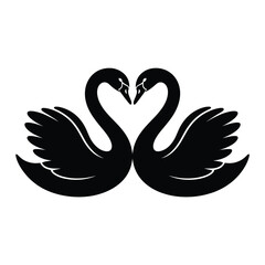 Two black swans forming a heart shape with their necks