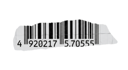 Isolated barcode product code identification scan label price tag retail tracking inventory data black white on transparent background