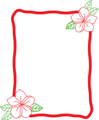 Obraz premium Floral frame with delicate blossoms and red border for invitations
