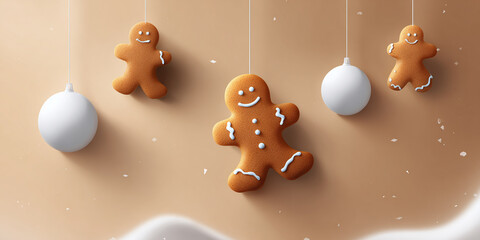background of christmas gingerbread cookies and space