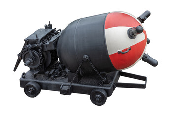 Soviet naval contact mine on white