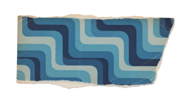 Retro pattern blue abstract design vintage wallpaper seventies texture art graphic element decor on transparent background