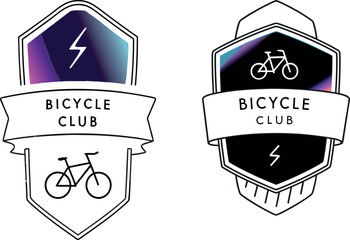 Bicycle Club Logo Badge with Lightning Bolt and Modern Gradient Shield