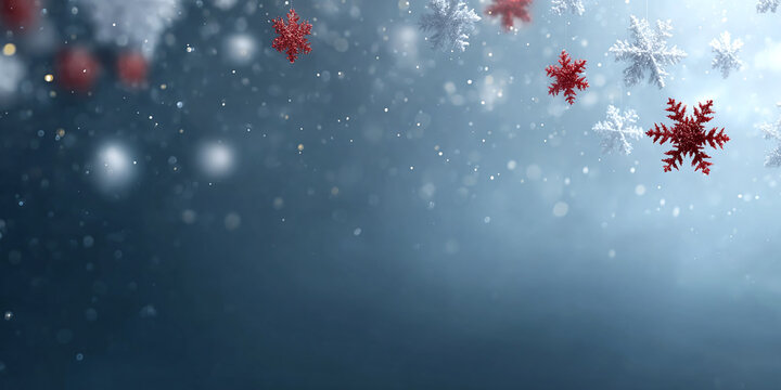 christmas background of snowflakes and snowland