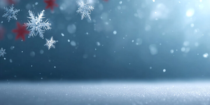 christmas background of snowflakes and snowland