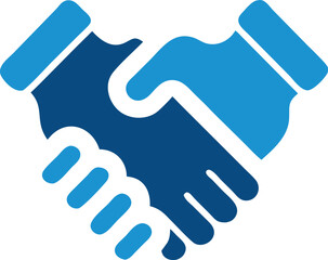 A gray handshake icon shows two hands clasped in agreement and partnership