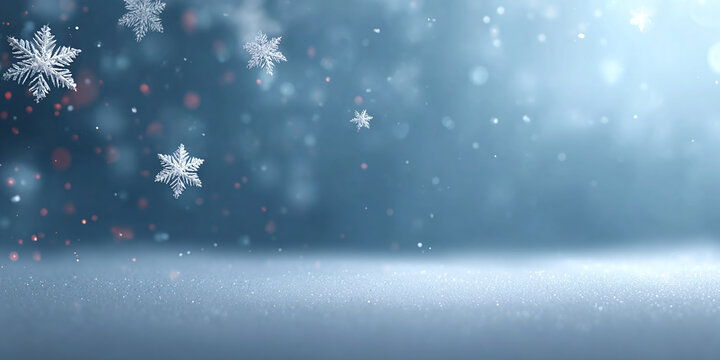 christmas background of snowflakes and snowland