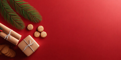 red background with xmas elements