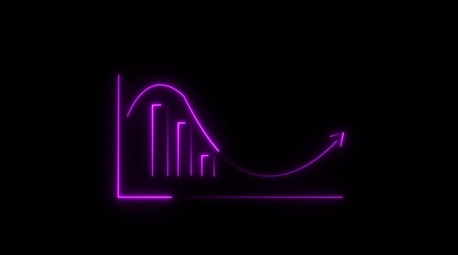 Neon Purple Economic Cycle Graph Showing Peak Contraction Recovery and Trough on Black Background Keywords: economic cycle, graph, chart, neon purple, peak, contraction, recovery, trough, business