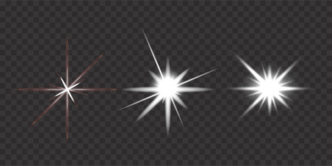Lens flare starburst effect set Vector