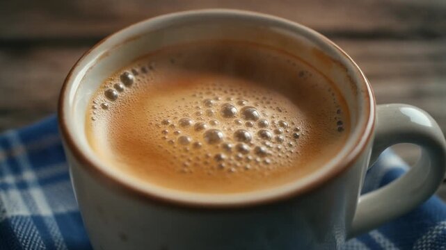 &ldquo;Warm Morning Sunlight Illuminating a Steaming Cup of Coffee on a Wooden Table, Resting on a Blue Striped Cloth Beside a Wooden Spoon in a Cozy Rustic Kitchen&rdquo;

45 Keyword (Bahasa Inggris, dipisahkan 