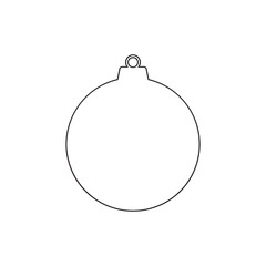 Simple round christmas ornament outline icon vector flat design on white background.