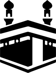 White and nlack icon Kaaba Baitullah Mecca