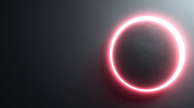 Neon Pink Glowing Ring on Dark Surface