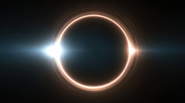 eclipse featuring bright corona, high contrast eclipse with vivid lens flare effects, cinematic visualization of spacecraft passing through annular solar eclipse with dramatic lighting and silhouettes