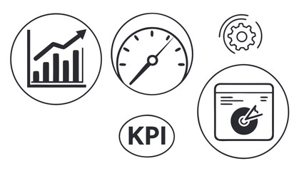 Key performance indicators and business analytics icons Keywords: KPI, key performance indicator