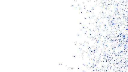 Blue watercolor dots and splatter pattern on transparent background. Scattered dots, splashes, and paint splatters concentrated on the right side. For modern design projects, artistic backgrounds. PNG