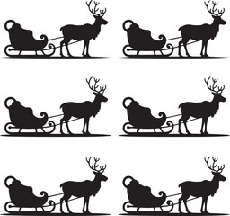 Christmas Reindeer and Sleigh Pattern Festive Holiday Background Vector Art