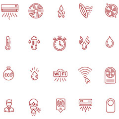 Climate Control Icons, Collection Of Air Conditioner Fan And Thermostat Symbols For Tech Design Project Management And Smart Home Applications

