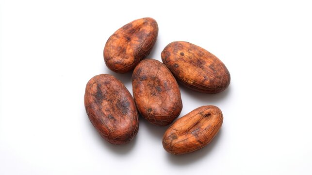 Natural cacao pods showcase rich textures and earthy tones, perfect for topics on chocolate production, culinary uses, or organic farming, Ideal for food blogs, restaurants, and educational materials
