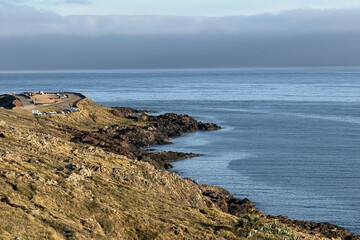 Coastal landscape in Punta del Este, Uruguay, photographed on July 7, 2025, showing shoreline and ocean views during winter.