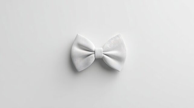 A stylish white bow tie is displayed against a clean, minimalistic background, ideal for fashion-related projects, invitations, or formal event promotions