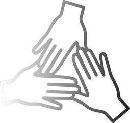 Obraz premium Three Hands Interlocking in a Symbol of Unity and Teamwork