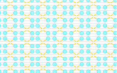 Magnifying glass pattern on lined paper. Blue magnifier icons in a repeating layout. Simple school-themed background. Study- themes banner. School supply pattern background.
