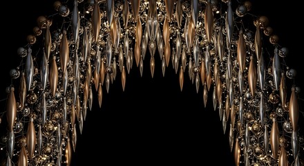 Ornate gothic archway with intricate carvings and dark shadows creates a dramatic entrance