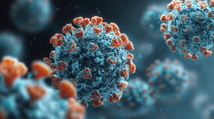 Magnified representation of coronavirus showcases its intricate structure and spike proteins with vivid detail, highlighting its significant features and potential impact.