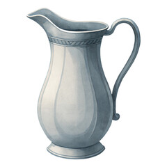 Neutral ceramic pitcher illustration in soft gray tones for cozy kitchen and baking themed design projects