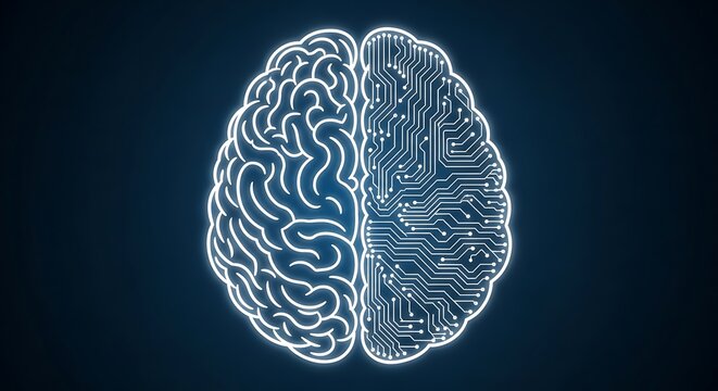 Digital brain concept illustrating artificial intelligence and human mind