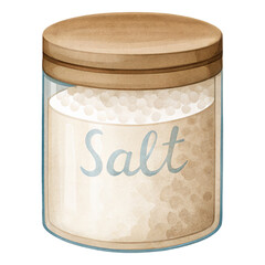 Neutral watercolor salt jar illustration for cozy baking themes and rustic kitchen design projects