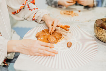 Female Hands Sculpting Clay – Traditional Pottery Workshop Art