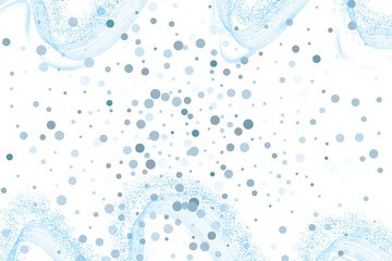 Abstract light blue dots and swirling textured patterns isolated on transparent background
