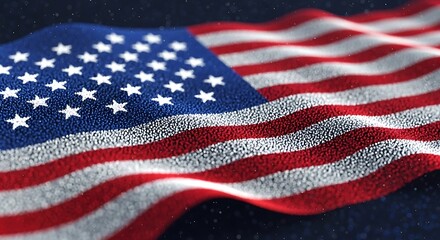 Waving american flag close up with stars and stripes texture
