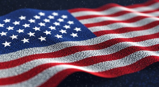 Waving american flag close up with stars and stripes texture