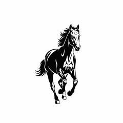 Majestic Black Horse Galloping Forward with Power and Grace.