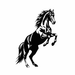 Majestic Rearing Horse Silhouette Dynamic Powerful Equine Illustration.