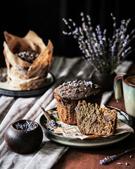 Tranquil breakfast scene with aromatic lavender confections