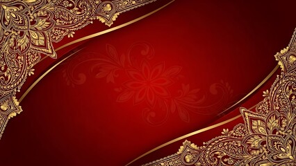Elegant red and gold background with intricate floral and scrollwork patterns, creating a luxurious and festive design for invitations, cards, or celebratory events