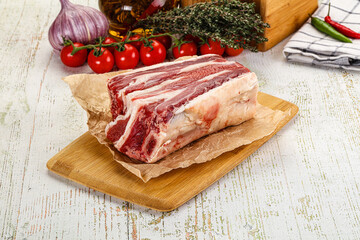 Raw beef ribs for cooking